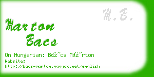 marton bacs business card